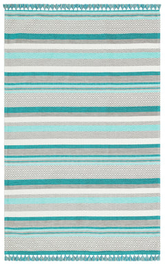 Blue Striped Cotton Kilim – Antibacterial Washable Non Slip Flatweave Rug