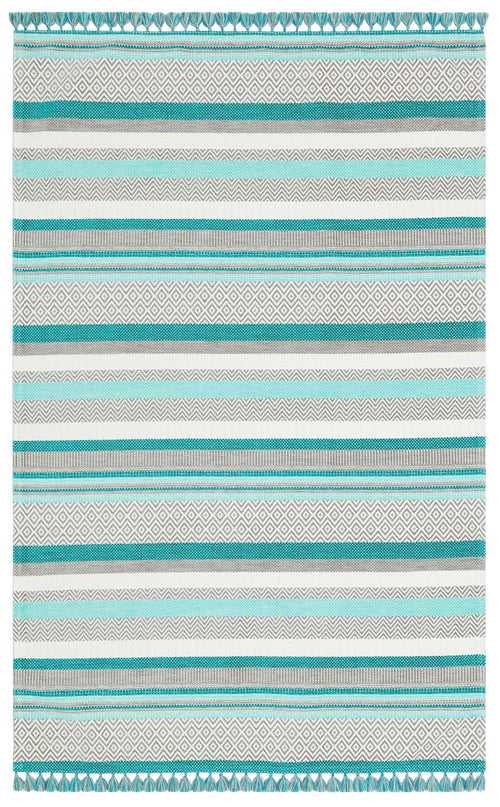 Blue Striped Cotton Kilim – Antibacterial Washable Non Slip Flatweave Rug