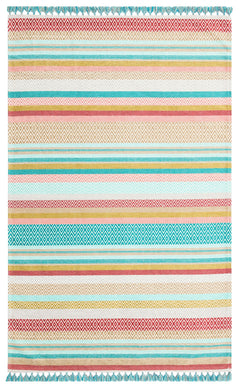 Wiener Neudorf Blue Striped Cotton Kilim