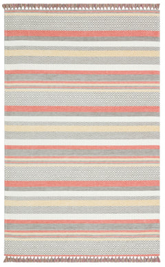 Grey Striped Cotton Kilim - Modern Woven Rug | Washable Non Slip Flatweave Carpet