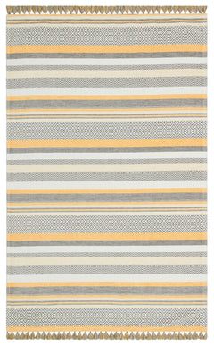 Yellow Striped Cotton Rug – Machine Made Area Rug | Non Slip Washable Antibacterial