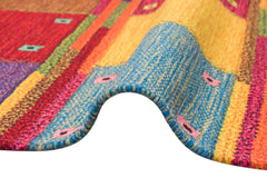 Orange Geometric Kilim Washable Non Slip Rug - Flatweave Traditional Patterned Carpet