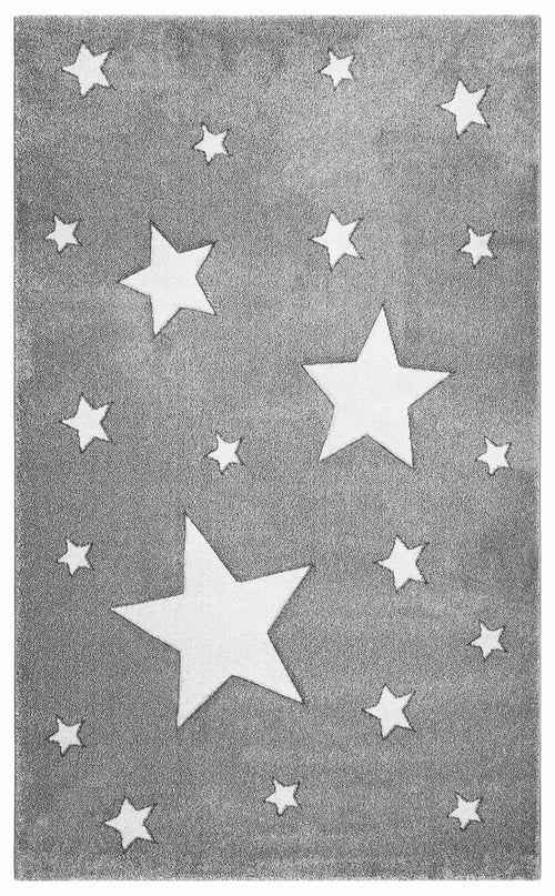 Kids Grey Rug – Flatweave Children's Area Rug With Grey Star Pattern