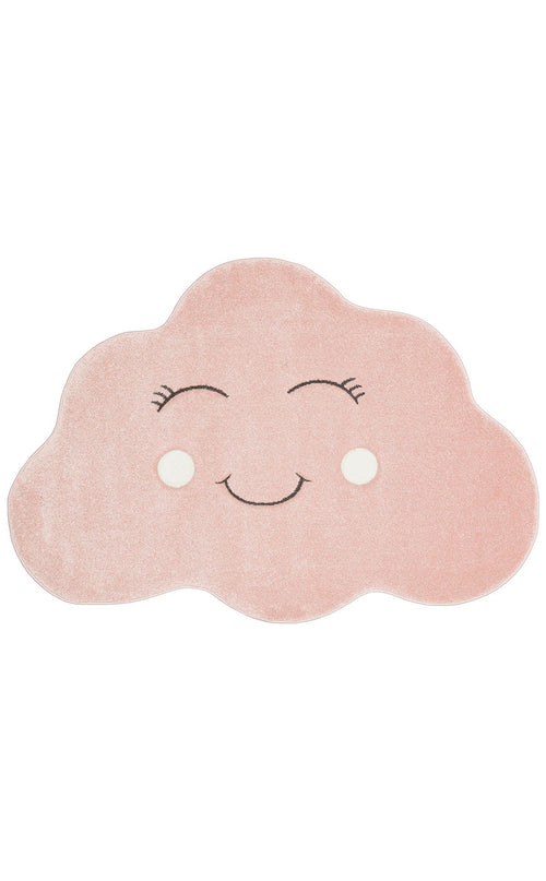 Pink Kids Rug - Soft Texture Cloud Shape Non Slip Washable Carpet