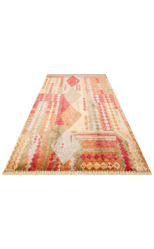 Handmade Viscose Rug - Modern Red Area Rug With Soft Texture & Authentic Pattern