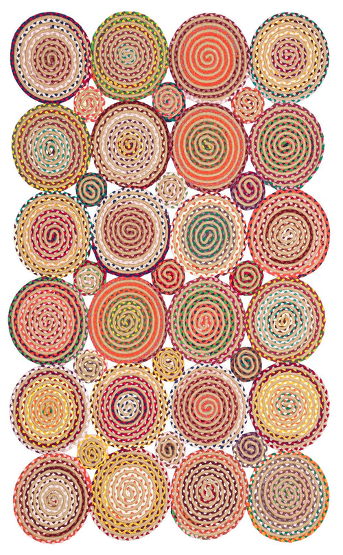 Jute Knit Rug - Geometric Pattern Woven Jute Floor Rug With Soft Texture