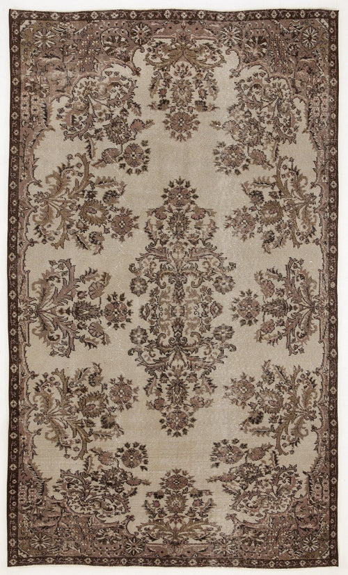 Atina Beige Vintage Wool Handmade Area Rug 5'4" x 9'0"