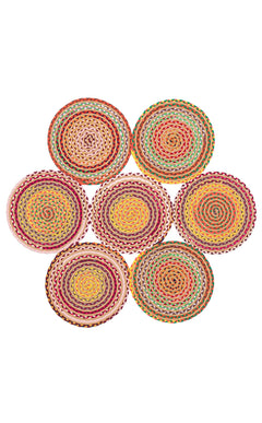 Jute Knit Rug – Geometric Colorful Woven Carpet With Soft Texture & Easy Clean