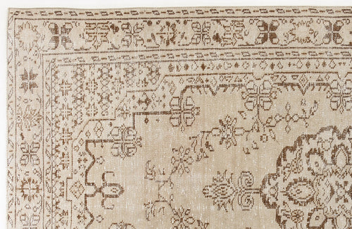 Atina Beige Vintage Wool Handmade Area Rug 5'3" x 8'9"