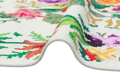 White Floral Kilim Washable Non Slip Rug – Soft Texture Carpet With Anti Slip Mat