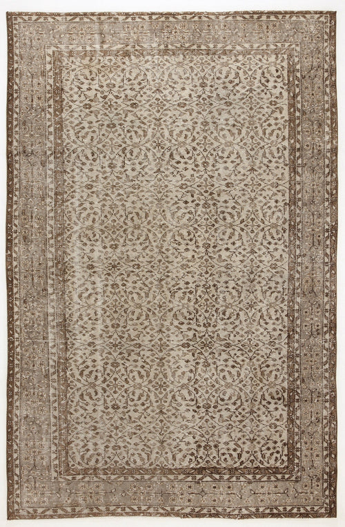 Atina Beige Vintage Wool Handmade Area Rug 5'10" x 9'0"