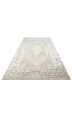 Cream Area Rug - Machine Made Classic Oriental Style Rug | Gold & Soft Texture