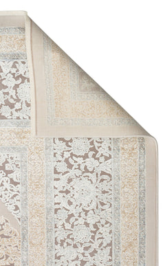 Cream Area Rug - Machine Made Classic Oriental Style Rug | Gold & Soft Texture