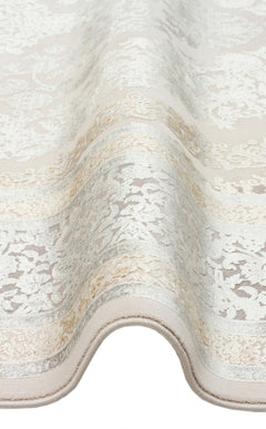 Cream Area Rug - Machine Made Classic Oriental Style Rug | Gold & Soft Texture