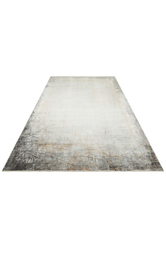 Grey Geometric Area Rug - Modern Machine Made Carpet, Dense Woven Living Room Rug