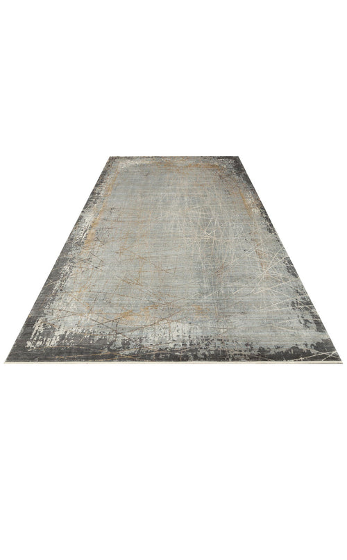 Grey Geometric Area Rug - Modern Machine Made Carpet, Dense Woven Living Room Rug