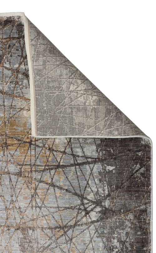 Grey Geometric Area Rug - Modern Machine Made Carpet, Dense Woven Living Room Rug