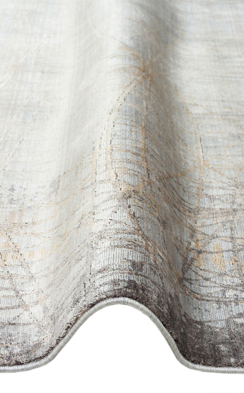 Grey Geometric Area Rug - Modern Machine Made Carpet, Dense Woven Living Room Rug