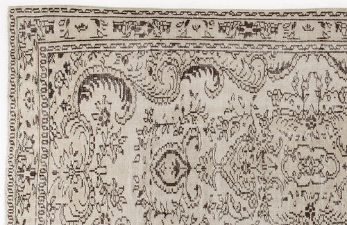 Atina Beige Vintage Wool Handmade Area Rug 5'7" x 7'9"