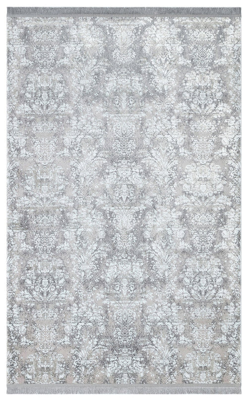 Vintage Area Rug - Machine Made Grey Area Rug | Washable Non Slip Flatweave Carpet