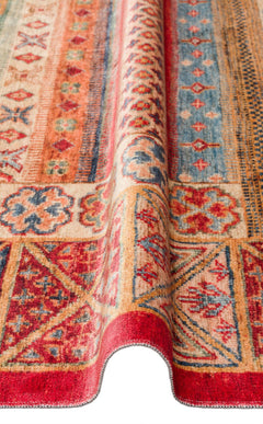 Traiskirchen Red Classic Cotton Machine Made Area Rug