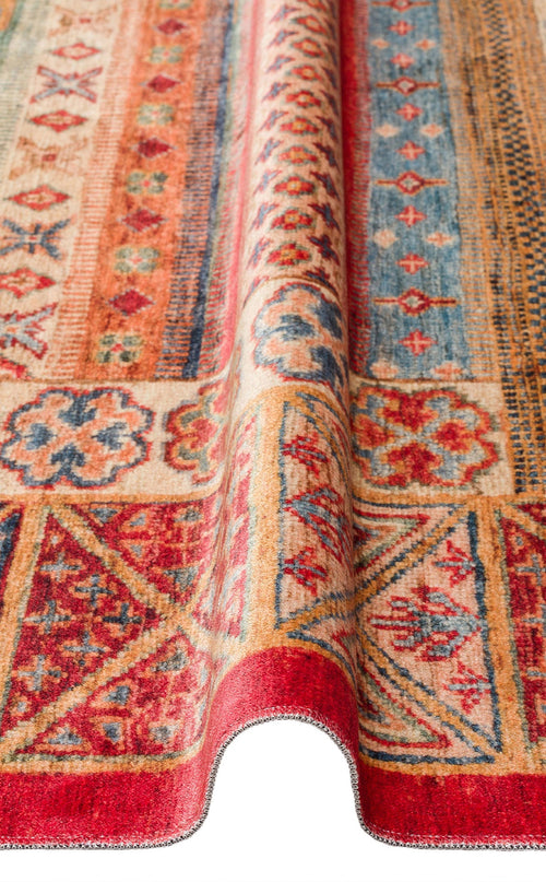 Traiskirchen Red Classic Cotton Machine Made Area Rug