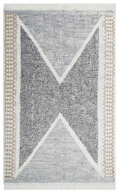 Geometric Cotton Kilim - Modern Woven Rug | Washable Double Sided Flatweave