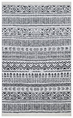 Cotton Kilim Rug – Modern Woven Black Ethnic Patterned Flatweave Carpet