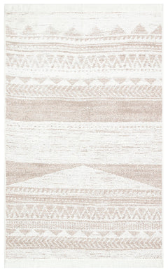 Laa Beige Geometric Washable Double-Sided Modern Kilim