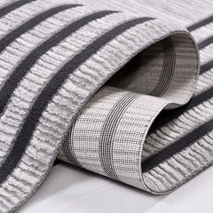 Machine Made Area Rug – Grey Frame Flatweave Living Room Rug With Laser Cut Edge