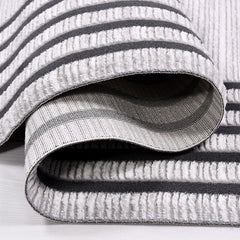 Machine Made Area Rug – Grey Frame Flatweave Living Room Rug With Laser Cut Edge