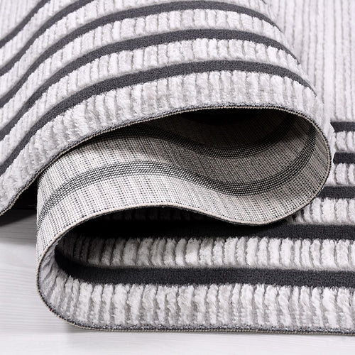 Machine Made Area Rug – Grey Frame Flatweave Living Room Rug With Laser Cut Edge