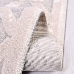 Grey Geometric Area Rug - Machine Made Rug With Soft Polyester & Cotton Sole