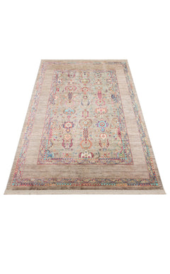 Green Cotton Area Rug – Machine Made Rug | Antique Pattern Carpet | Non Slip Design