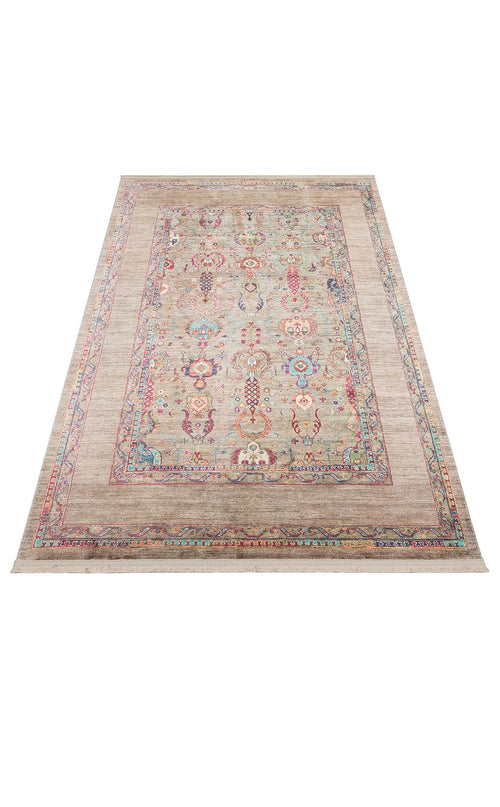 Green Cotton Area Rug – Machine Made Rug | Antique Pattern Carpet | Non Slip Design
