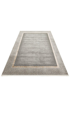 Machine Made Area Rug - Grey Flatweave Modern Patterned Rug With Soft Texture