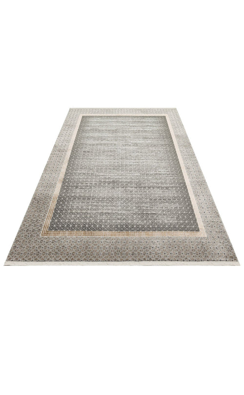 Machine Made Area Rug - Grey Flatweave Modern Patterned Rug With Soft Texture