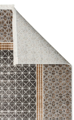 Machine Made Area Rug - Grey Flatweave Modern Patterned Rug With Soft Texture