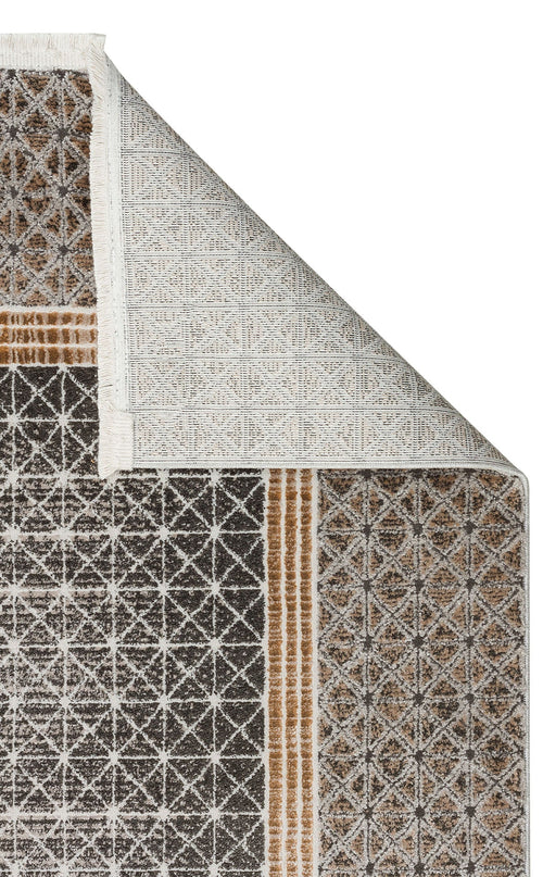 Machine Made Area Rug - Grey Flatweave Modern Patterned Rug With Soft Texture