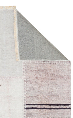 Patchwork Area Rug - Machine Made White Kilim Rug | Washable Non Slip Flatweave Carpet