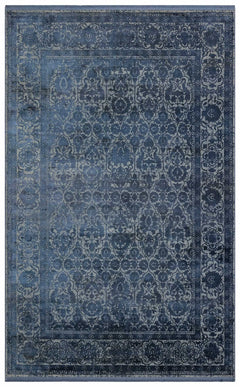 Machine Made Area Rug - Navy Blue Classic Overdyed Soft Touch Carpet