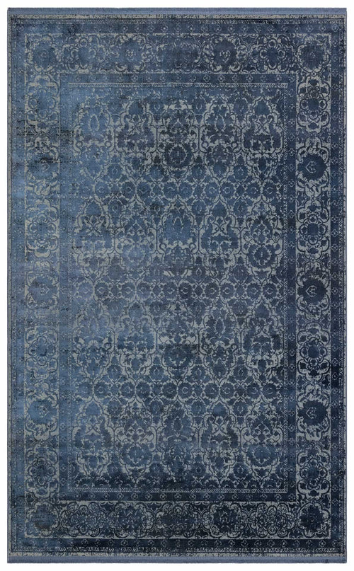 Machine Made Area Rug - Navy Blue Classic Overdyed Soft Touch Carpet