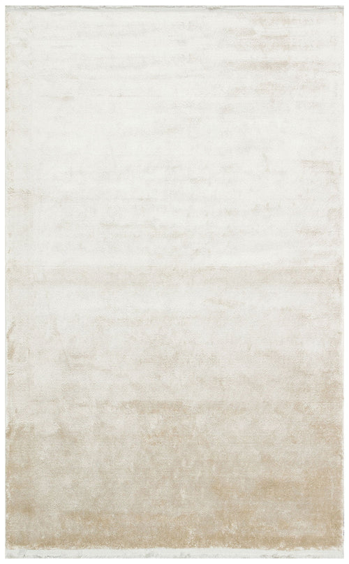 Viscose Ushak Rug – Modern Flatweave Ecru Area Carpet With Soft Texture