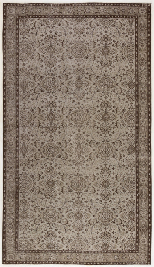 Atina Grey Vintage Wool Handmade Area Rug 5'0" x 8'11"