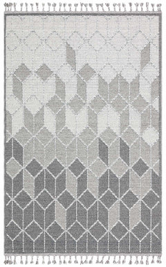 Grey Geometric Area Rug - Jute Machine Made Rug | Antislip, Dust Free Carpet