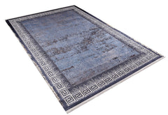 Digital Print Area Rug - Grey Frame Rug Non Slip Antibacterial Stylish Home Carpet
