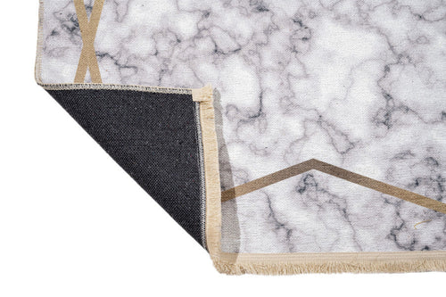 White Marble Area Rug – Digital Print Cotton Chenille Carpet by Pia Monte