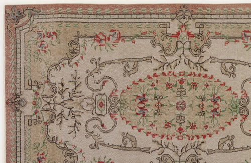 Atina Beige Vintage Wool Handmade Area Rug 3'9" x 6'11"