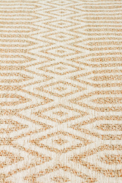 Cotton Kilim Rug – Beige Geometric Flatweave Carpet | Non Slip, Easy Clean