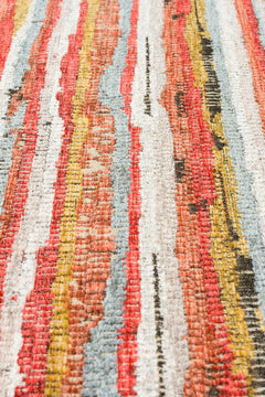 Cotton Kilim Carpet - Durable Orange Striped Woven Flatweave Rug With Soft Texture